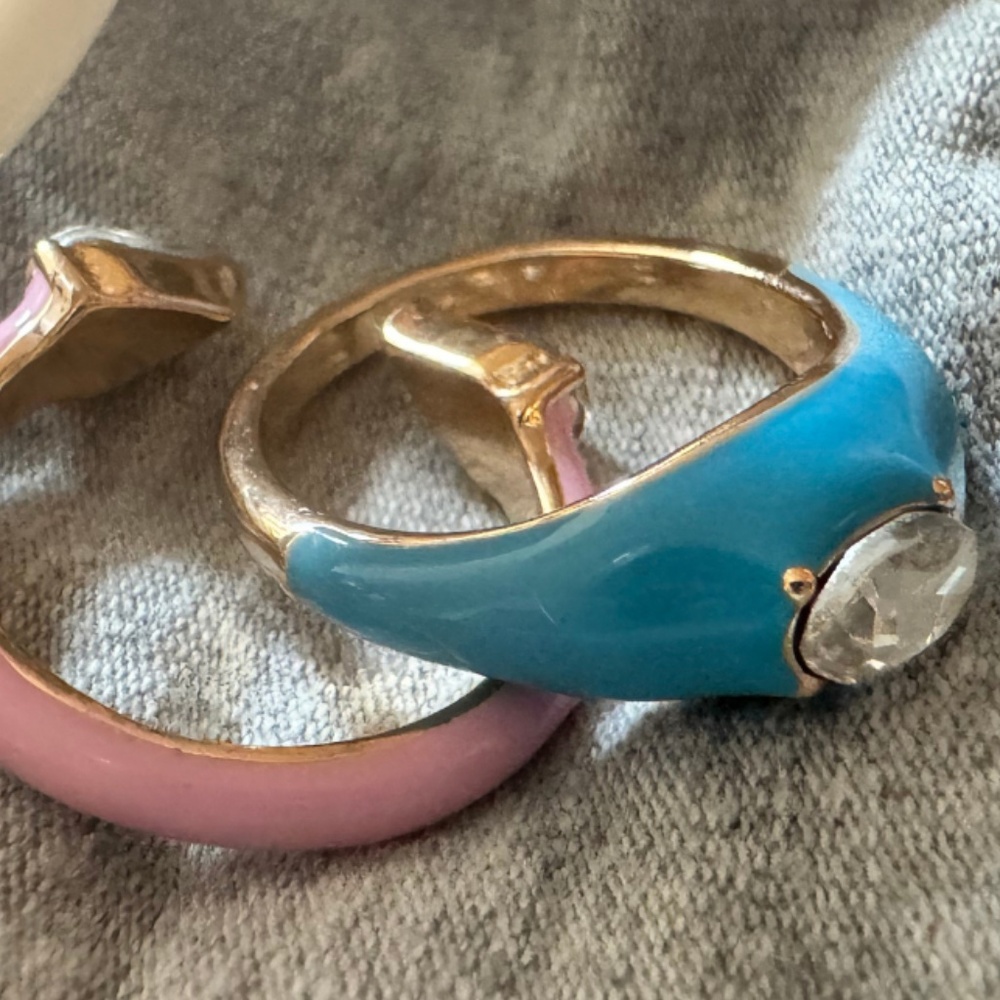 Ring set 80s style blue and pink